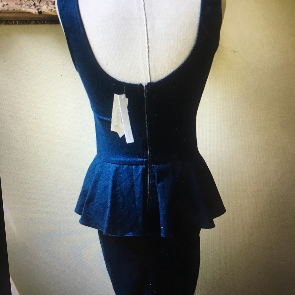 Aqua navy peplum dress